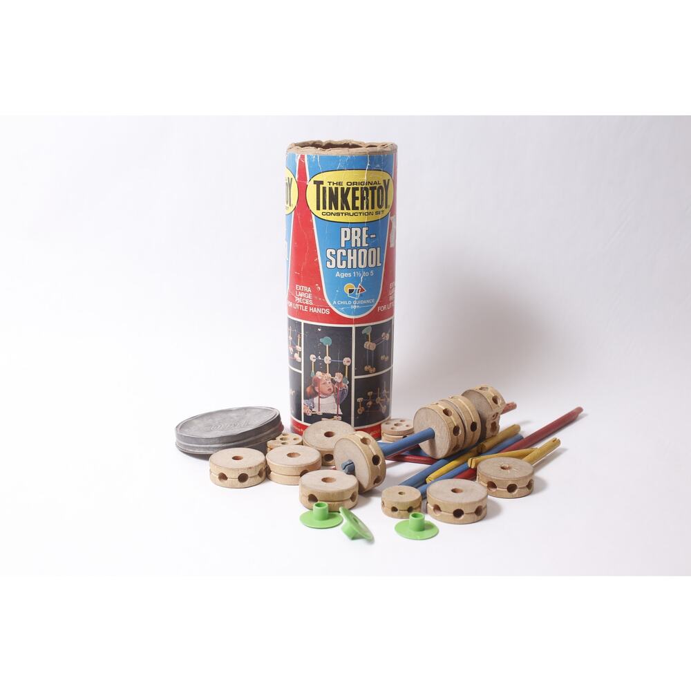 VIntage Tinkertoy Pre-school Construction Set Retro Activity Toy ~ 260209-WH 96
